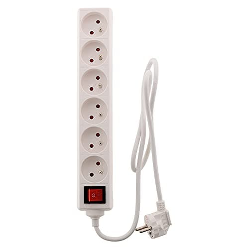 Zenitech Bloc 6 Prises 16A 2P+T Intouchables Blancavec Interrupteur