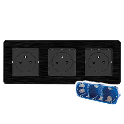 Zenitech Prise 2P+T 3x16A - Éjectable Facile 3x16A - Métal Noir Brossé