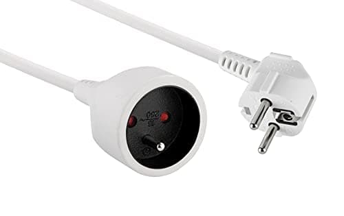 Electraline 10148022J Rallonge électrique 3 m 16A mâle à femelle - section 3G1,5 mm² blanc pour maison et jardin facilem