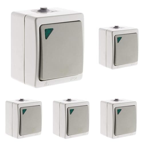 Zenitech Prise 2P+T 16A IP54 Gris Clair pour Pièce Humide - Résistant à l'Eau et Facile d'Installation - Akya — Va et vient à voyant