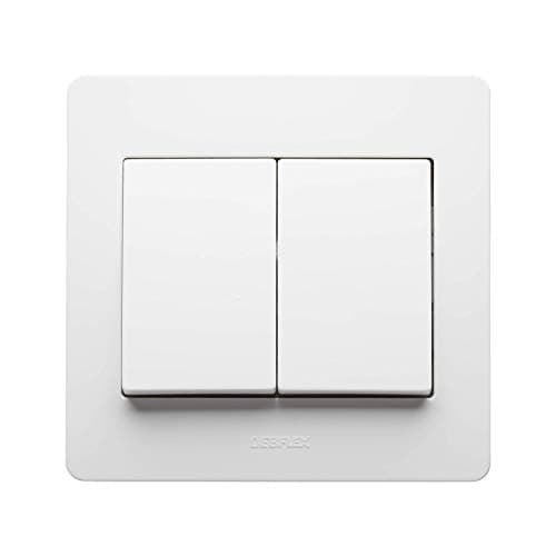 DEBFLEX - Double Interrupteur Va et Vient - Designs Élégants - Facile à Installer - Blanc - 85 x 82 x 37 mm