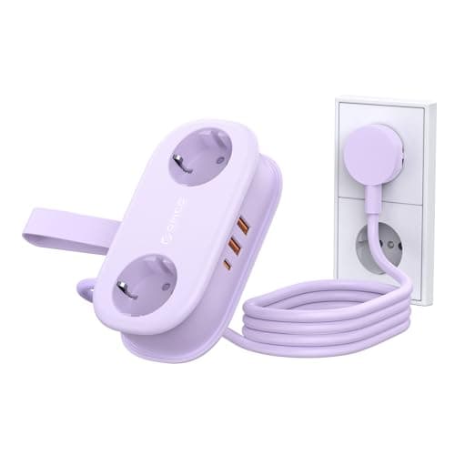ORICO Multiprise d'Alimentation USB C 20W pour Bureau et Voyage Compatible avec les Téléphones 1,5m (AP3-Blanc) — Violet