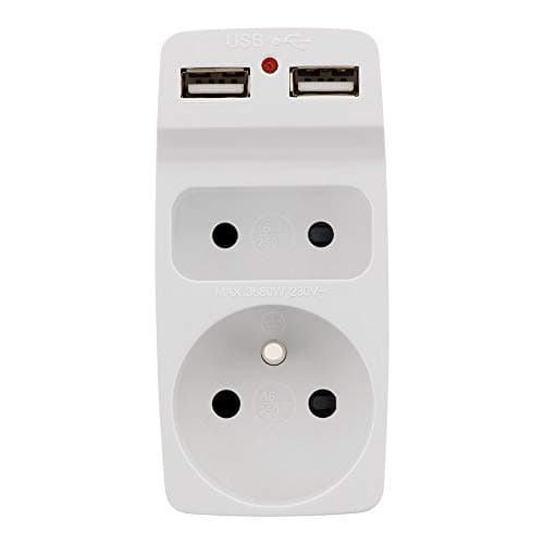 Zenitech Multiprise 2P+T 16A avec Chargeur USB - Multiports Sécurisés pour Maison et Bureau - 6A/16A