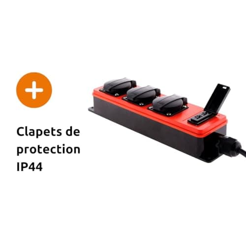 Multiprise étanche 3 Prises 16A 2P+T + USB - Zenitech (Éthanche, 3 Prises, USB)
