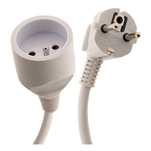 Zenitech Prolongateur Électrique 10m 16A HO5VV-F 3G1.5mm² - Cordon Électrique Sécurisé Blanc pour Maison et Jardin (HO5V