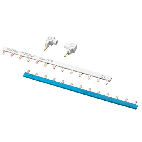 Peignes de raccordement unipolaire MTCP1 13 modules 63A bleu et gris + bornes KIT 2 PIECES