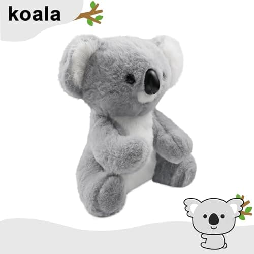 Peluche Koala Réaliste 23 cm Gris Ultra Doux et Apaisant pour Enfants et Adultes