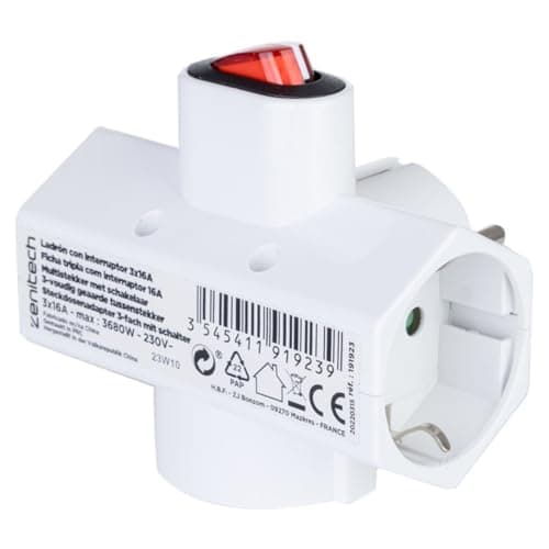 Triplite Schuko 16A Interrupteur Blanc pour Habitat Éclairage LED Compacts 2x16A 2Poles Blanc Schuko Interrupteur Éclair