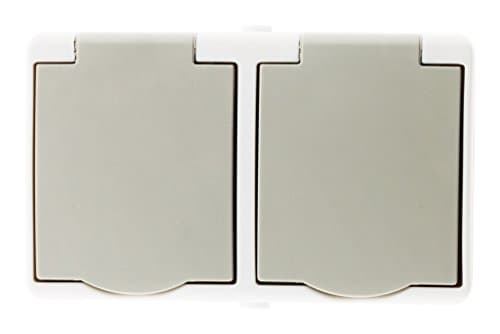 Zenitech - Double prise 2P+T horizontale - Gris clair pour intérieur - Protection IP54 - Meilleures ventes