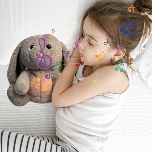 Animaux en peluche Lapin apaisant - Soulagement de l'anxiété avec lumières et mouvements rythmiques - Pour adultes stres