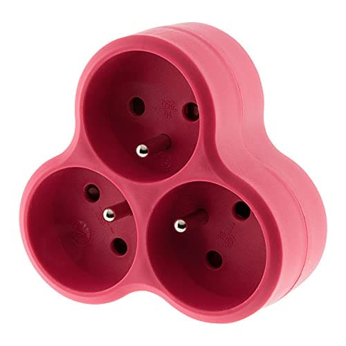 Multiprise Triplite Triangulaire 16A - Rouge - Zenitech | Interrupteur sûr | Maison et bureau | Sécurité elec | Sécurité