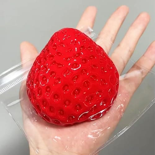 Jouet Anti-Stress Fraise Rouge Fufu Squishy - Balle Taba Jouet pour Adultes et Enfants, Accessoire de Bureau Amusant en