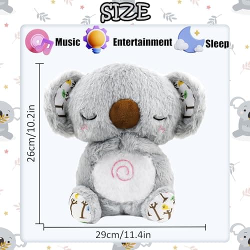 Peluche Koala Apaisant pour Nouveau-Né (M1) Soulagement de l'Anxiété et Veilleuse Bruins Qui Respirent