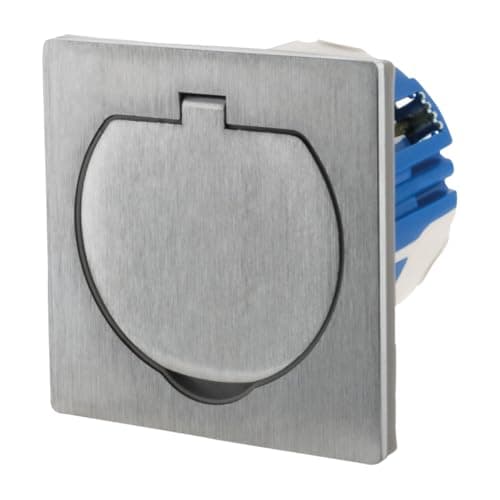 Zenitech Prise de Sol IP55 16A 2P+T - Alu Brossé Clapet Aimanté Sécurité - Fixation Par Vis Incluse - Électrification de