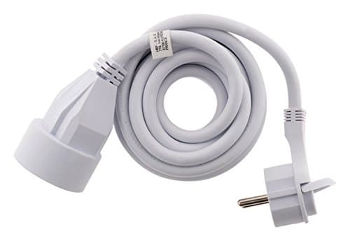 Prolongateur 16A HO5VV-F 3G1.5mm² Zenitech - 3m Blanc avec Fiche Extraplate, Gaine Transparente et Blindage - Extension