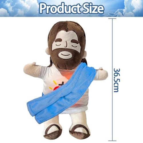 Peluche Jésus qui respire, Jésus en peluche pour soulager le stress, Jésus en peluche respirante avec respiration et lum