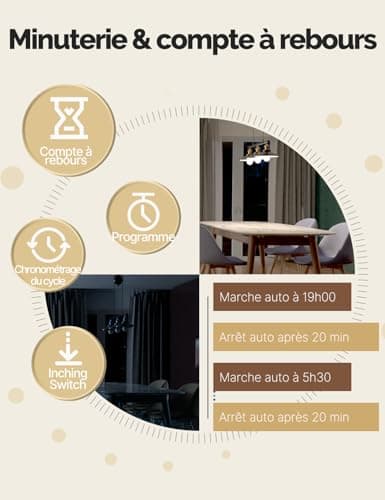 MOES Matter Wi-Fi Interrupteur intelligent - Compatible Alexa/Apple Home/Google Home/SmartThings - Contrôle par Tuya - 1
