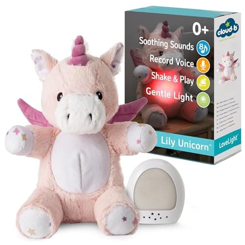 Cloud b peluche musicale Billy le Lapin avec veilleuse & recharge USB-C | Bruit blanc & enregistrement vocal | Pour bébé — Lovelight Buddies - Lily la Licorne