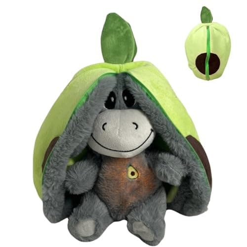 KUWUNG Âne Peluche Qui Respire, Peluche Âne pour Soulager Anxiété, Peluche Âne Qui Respire et Lumières