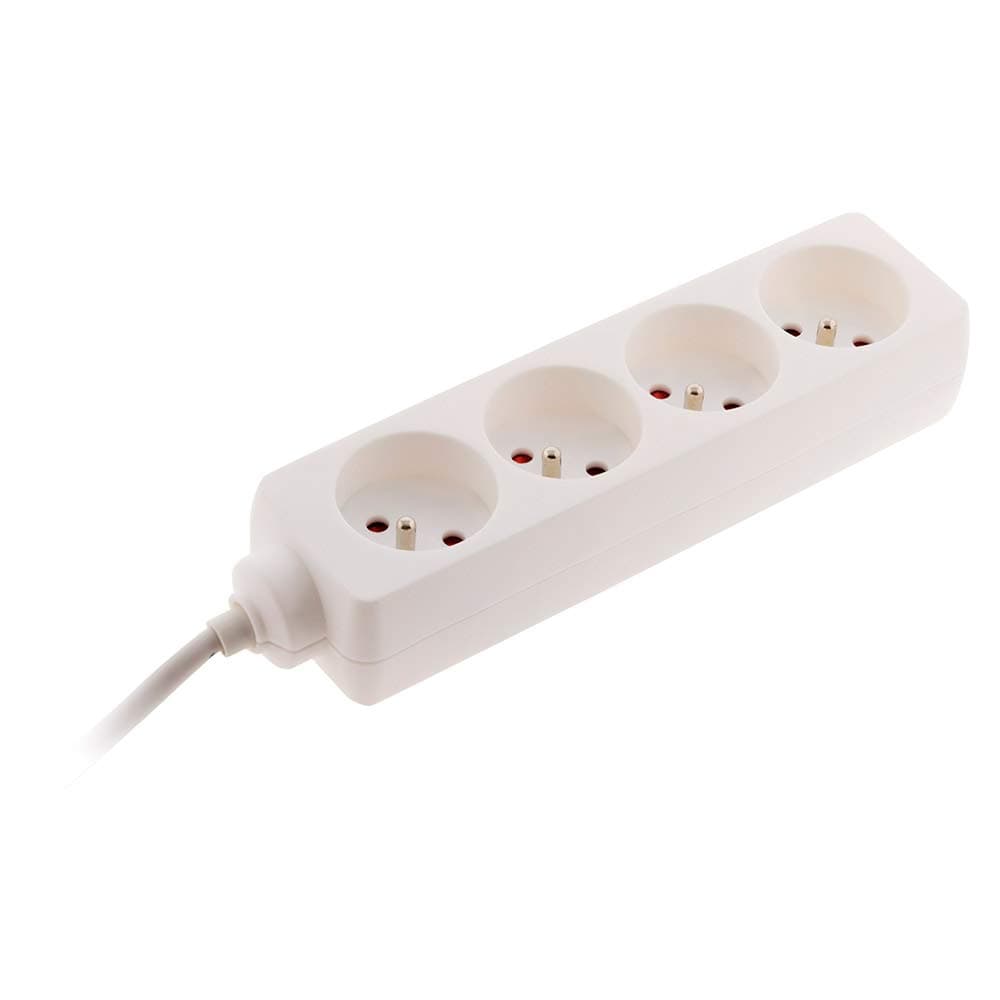 Bloc multiprise Zenitech 4 Prises 2P+T 16A Blanc - 2P+T 16A avec fiche européenne - 4 prises multiports pour maison et b