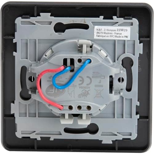 Zenitech Interrupteur Double Complet à Voyant 10A - Métal Noir brossé - Éclairage Intérieur Confortable