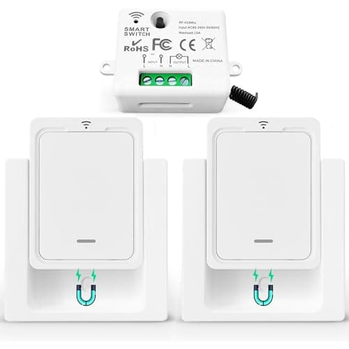 Tedeligo Interrupteur Sans Fil Va Et Vient 433 MHz Kit - Contrôle à Distance 150 Mètres - 2200 Watts (1 Emetteur 3 Récep — 2 interrupteurs 1 récepteur