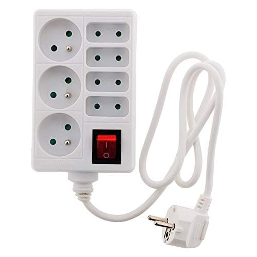Bloc multiprise 4x6A - 3x16A - Blanc - Zenitech - Prise électrique universelle - Maison et jardin - Haute sécurité - Fa