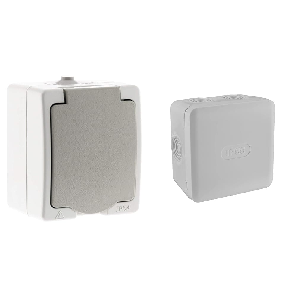 Zenitech - Prise électrique 2P plus T 16A gris clair IP54/IP55 1 paquet - étanche extérieur - Debflex 85X85 - 718806 - P