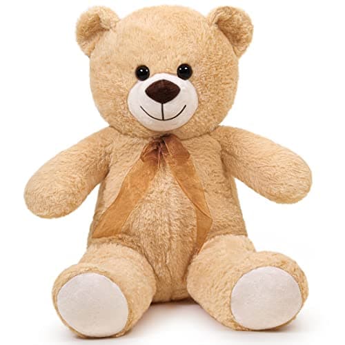 SNOWOLF Ours en peluche cuddly bear Boutons yeux doux mignons Cadeau enfants Anniversaire Noël Saint Valentin (60m, Brun