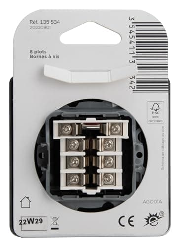 Zenitech Prise téléphone 8 plots encastrable - Métal Noir brossé - Stable et Durable - Kouro