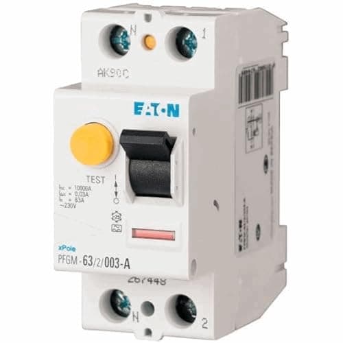 **EATON 264286 PFGM-63/2/003 - Interrupteur différentiel 2 pôles / 63A / 30mA (Type AC) - Raccordement à vis - Pour inst