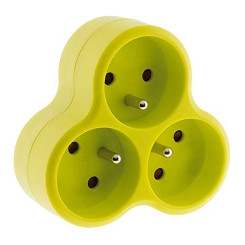 Multiprise Triplite Triangulaire 16A - Sécurisé de haute qualité - Jaune - Pour usage domestique