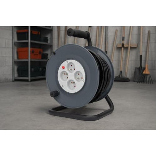 Enrouleur H05VV-F 4 Prises 3G1,5mm² 25m Gris - Zenitech - Câbles - Jardinage - Sécurité