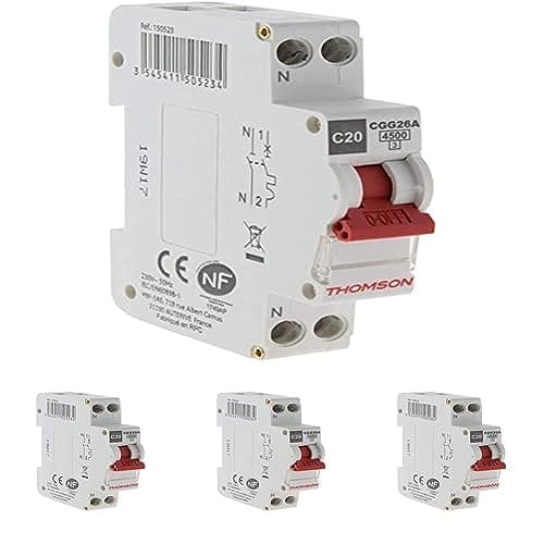 Thomson Disjoncteur à vis 20A NF |5kA (Lot de 4) - Protection électrique haute performance pour circuits domestiques et