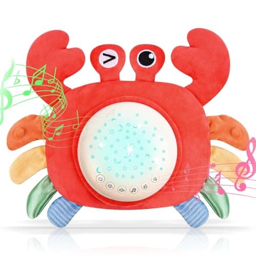 Peluche Apaisante Aolso Bébé Rechargeable Bruits Blancs Veilleuse Lumineuse Crabe pour Nourrisson Dormir Cadeau de Naiss