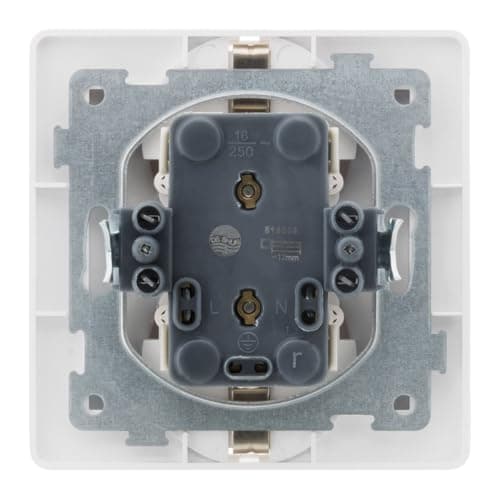 Double prise encastrée Schuko - Blanc - Design moderne et sécuritaire - Ideale pour la maison - 2 prises - Colore blanch