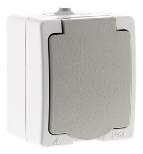 Akya Prise 2P+T 16A Grisclair IP54 | Meilleures Prix | Pour Extérieur | Durabilité Haute | Palette de 3
