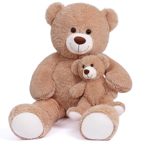 SNOWOLF Ours en peluche cuddly bear Boutons yeux doux mignons Cadeau enfants Anniversaire Noël Saint Valentin (60m, Brun — Familylightbrown