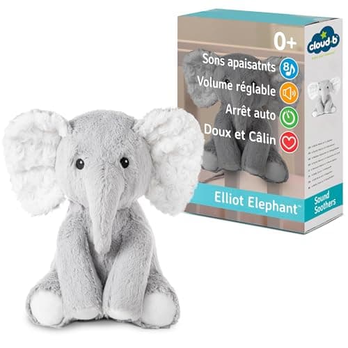 Cloud b peluche musicale Billy le Lapin avec veilleuse & recharge USB-C | Bruit blanc & enregistrement vocal | Pour bébé — Elliot Elephant