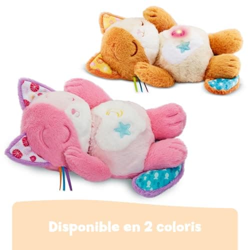 VTech MonChatonDouceNuitRose PelucheQuiRespireetRonronne VeilleuseBébéMusical - Contenu en Français - Cadeau Nouveau-Né