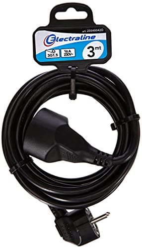 Electraline 10148022J Rallonge électrique 3 m 16A mâle à femelle - section 3G1,5 mm² blanc pour maison et jardin facilem — Noir