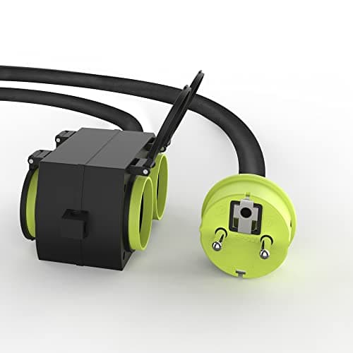 MutecPower Rallonge extérieure étanche IP44 avec 4 prises Schuko, protection des contacts, 5 mètres noir/vert