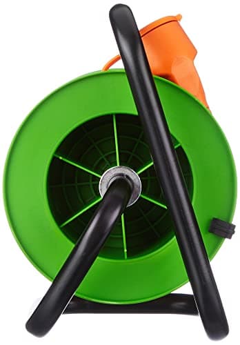 Electraline 208617 rallonge jardín 15 m avec enrouleur - parfait pour jardiniers - facilité d'utilisation Orange/Vert