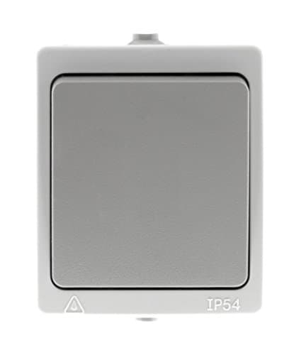 Zenitech Interrupteur à va et vient simple IP54 Akya Gris Clair pour salle de bain et cuisine