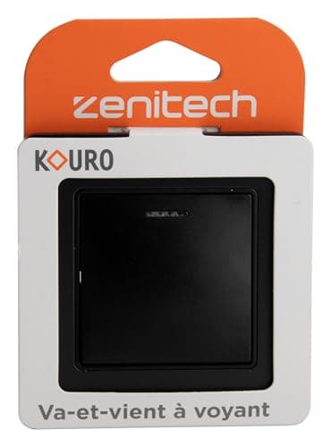 Zenitech Interrupteur Double Complet à Voyant 10A - Métal Noir brossé - Éclairage Intérieur Confortable