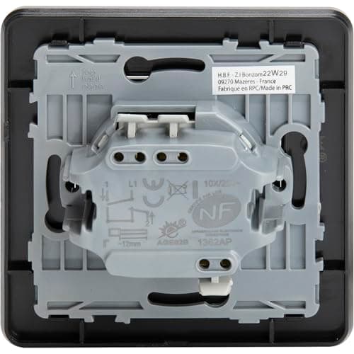 Interrupteur de volets roulants Zenitech 10A - métal noir brossé - parfait pour le bureau - facile à installer - robust
