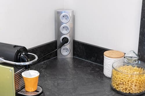 Zenitech - Bloc 4 prises 16A 2P+T câblables - Gris pour maison - Électricité sûre et pratique - Étui en plastique durabl