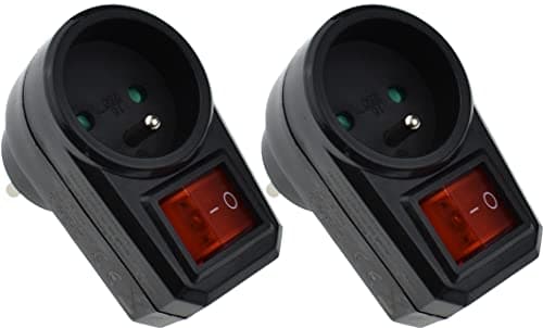 Adaptateur de prise noire avec interrupteur 16A 230V 3680W pour maison