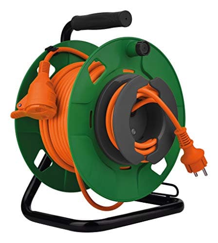 Enrouleur sans Prise 2x1,5mm² 25m Base Métal + Coupe Circuit Électrique - Vert/Orange - Zenitech — 3G1,5mm² (avec terre)