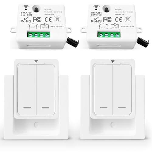 Tedeligo Interrupteur Sans Fil Va Et Vient 433 MHz Kit - Contrôle à Distance 150 Mètres - 2200 Watts (1 Emetteur 3 Récep — 2 interrupteurs 2 récepteurs